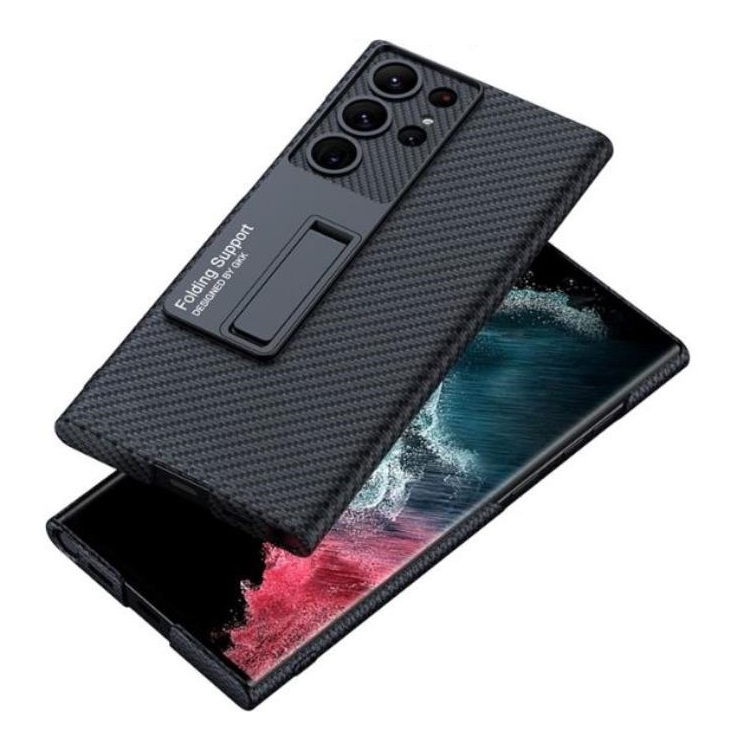 GKK GKK Mobilskal till Galaxy S23 Ultra Kickstand PU-Läder - Svart