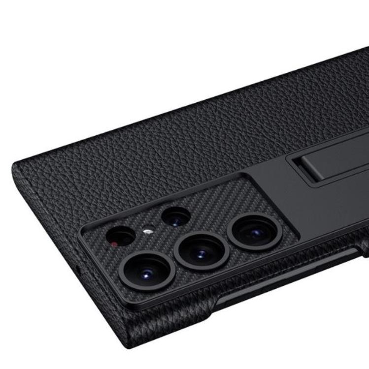 GKK GKK Mobilskal till Galaxy S23 Ultra Kickstand PU-Läder - Svart