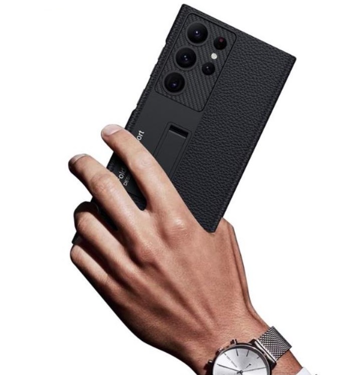 GKK GKK Mobilskal till Galaxy S23 Ultra Kickstand PU-Läder - Svart