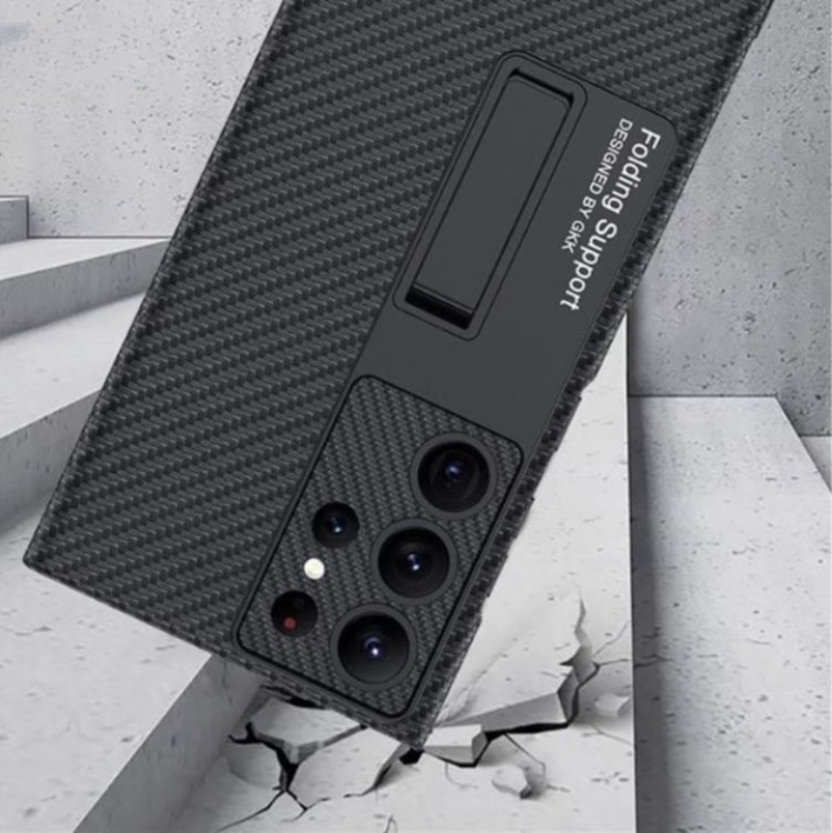 GKK GKK Mobilskal till Galaxy S23 Ultra Kickstand PU-Läder - Svart