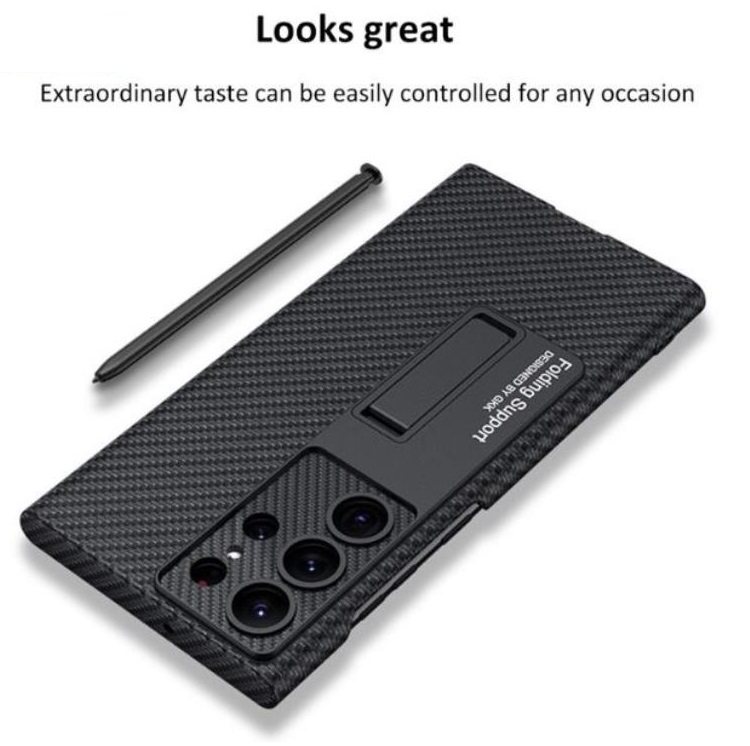 GKK GKK Mobilskal till Galaxy S23 Ultra Kickstand PU-Läder - Svart