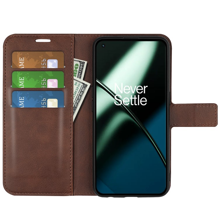 OEM OnePlus 11 5G Plånboksfodral Calf Texture Flip - Coffee