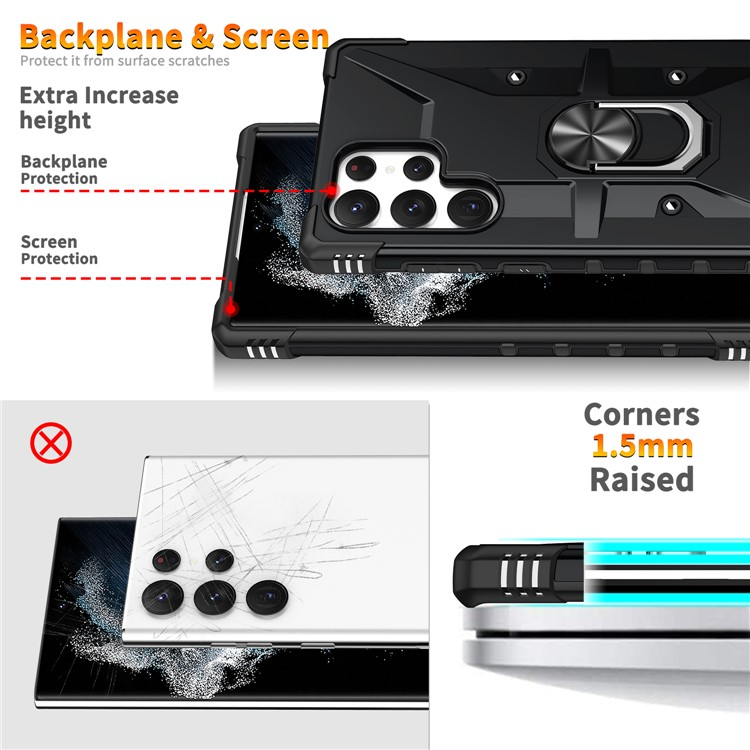 OEM Mobilskal till Galaxy S23 Ultra Ringhållare Military - Svart