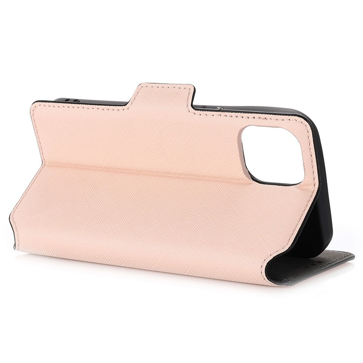 MUXMA MUXMA iPhone 14 Plus Plånboksfodral Cross Texture - Rosa