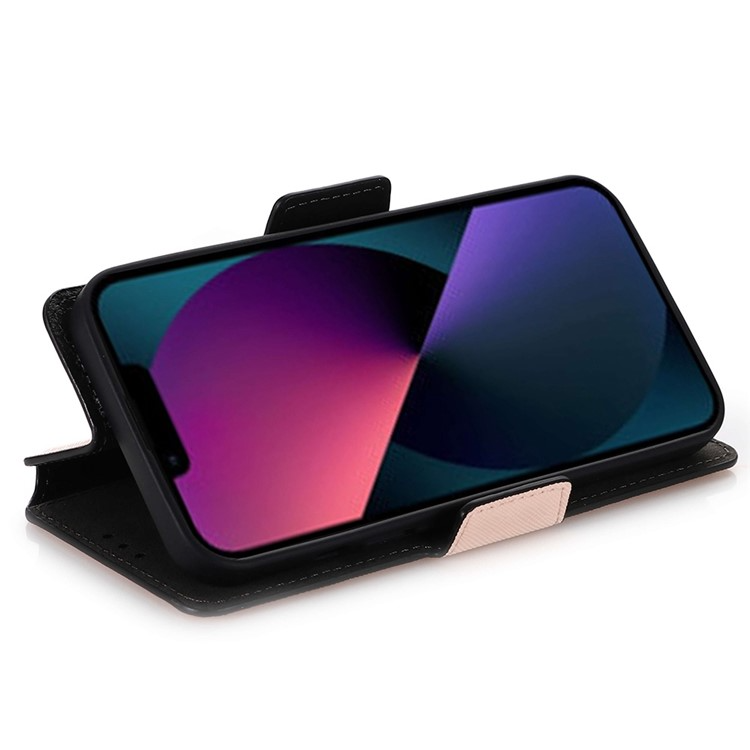 MUXMA MUXMA iPhone 14 Plus Plånboksfodral Cross Texture - Rosa