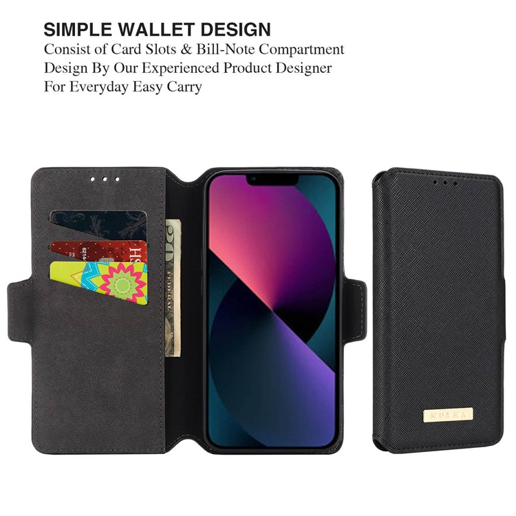 MUXMA MUXMA iPhone 14 Plus Plånboksfodral Cross Texture - Svart