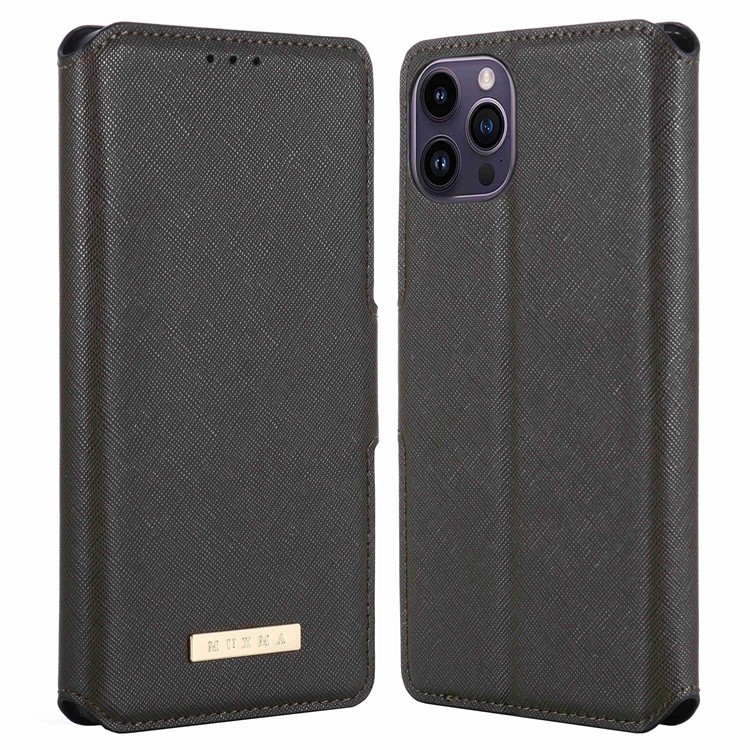 MUXMA MUXMA iPhone 14 Pro Plånboksfodral Cross Texture - Grön