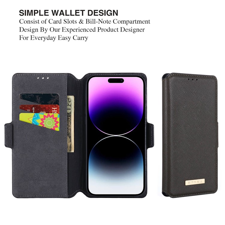 MUXMA MUXMA iPhone 14 Pro Plånboksfodral Cross Texture - Grön