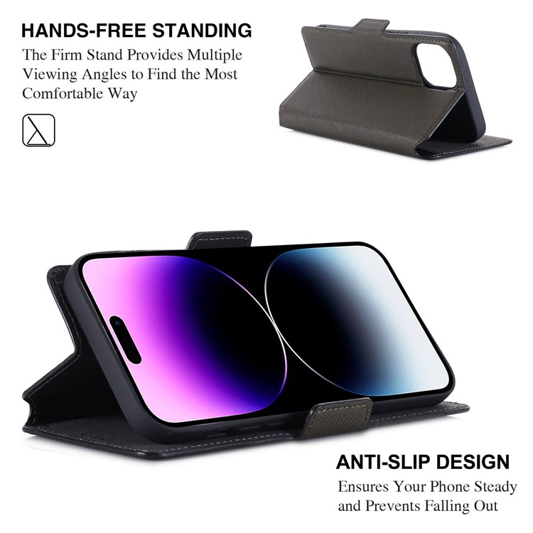 MUXMA MUXMA iPhone 14 Pro Plånboksfodral Cross Texture - Grön