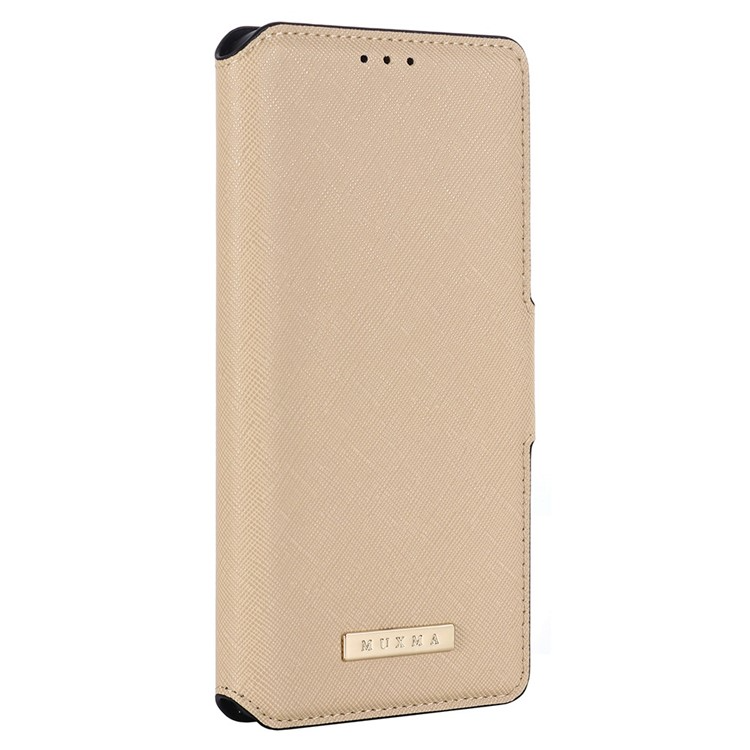 MUXMA MUXMA iPhone 14 Pro Plånboksfodral Cross Texture - Guld