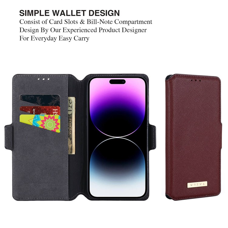 MUXMA MUXMA iPhone 14 Pro Plånboksfodral Cross Texture - Röd