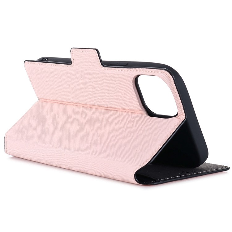 MUXMA MUXMA iPhone 14 Pro Plånboksfodral Cross Texture - Rosa