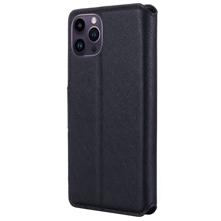 MUXMA MUXMA iPhone 14 Pro Plånboksfodral Cross Texture - Svart