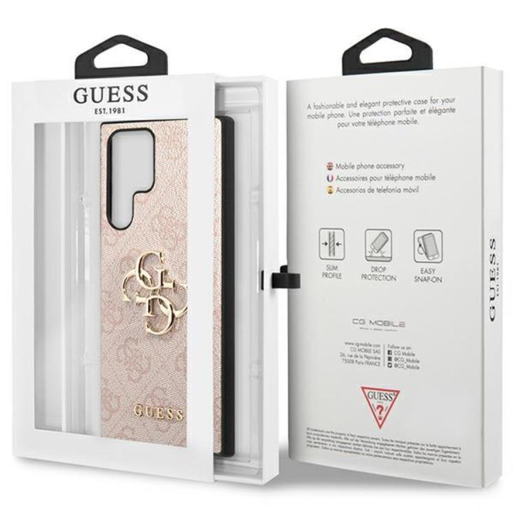 Guess Guess Galaxy S23 Ultra Skal 4G Big Metal Logo - Rosa