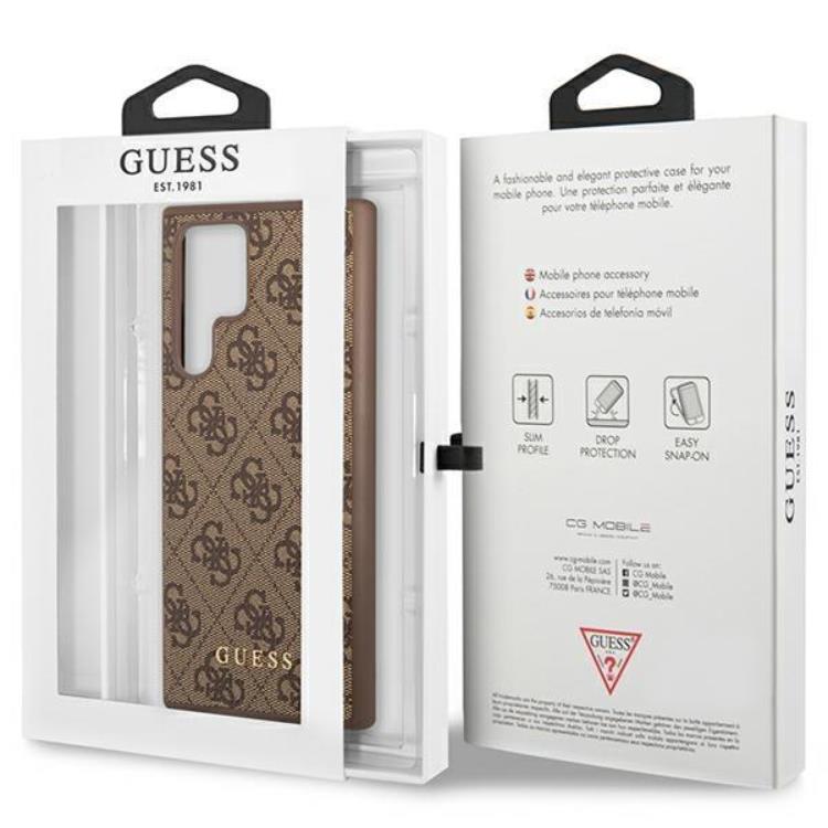 Guess Guess Galaxy S23 Ultra Skal Metall Gold Logo - Brun