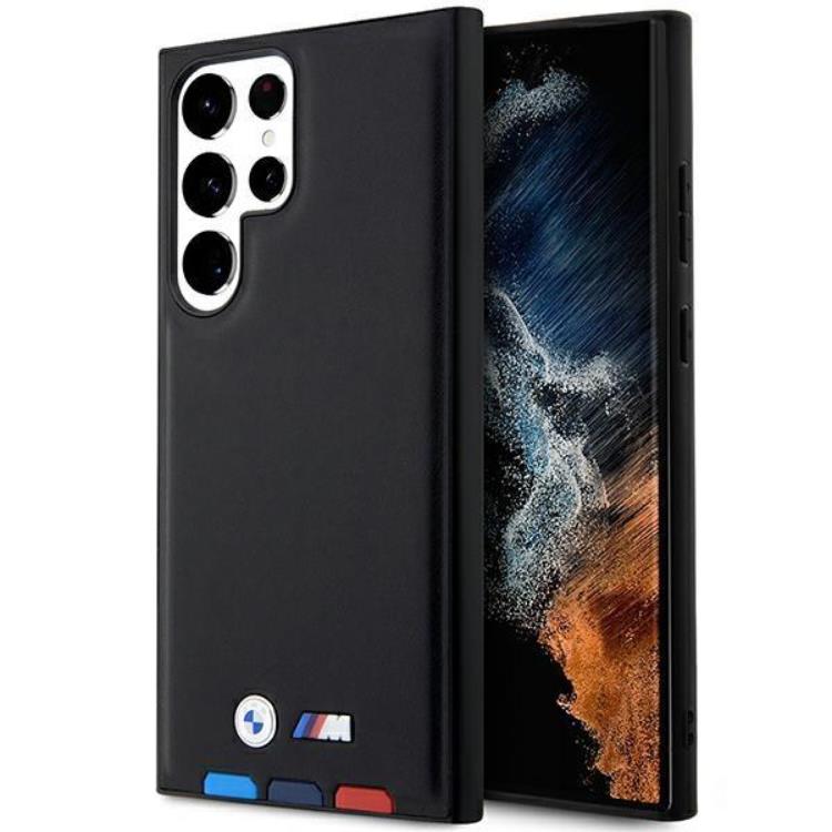 BMW BMW Galaxy S23 Ultra Skal Läder Stamp Tricolor - Svart