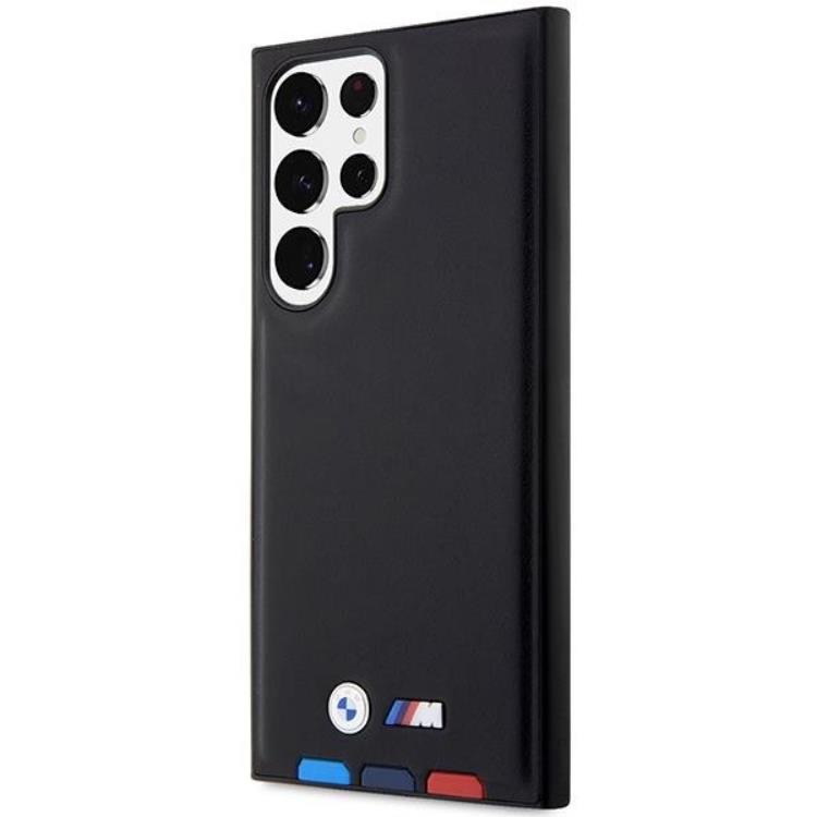 BMW BMW Galaxy S23 Ultra Skal Läder Stamp Tricolor - Svart