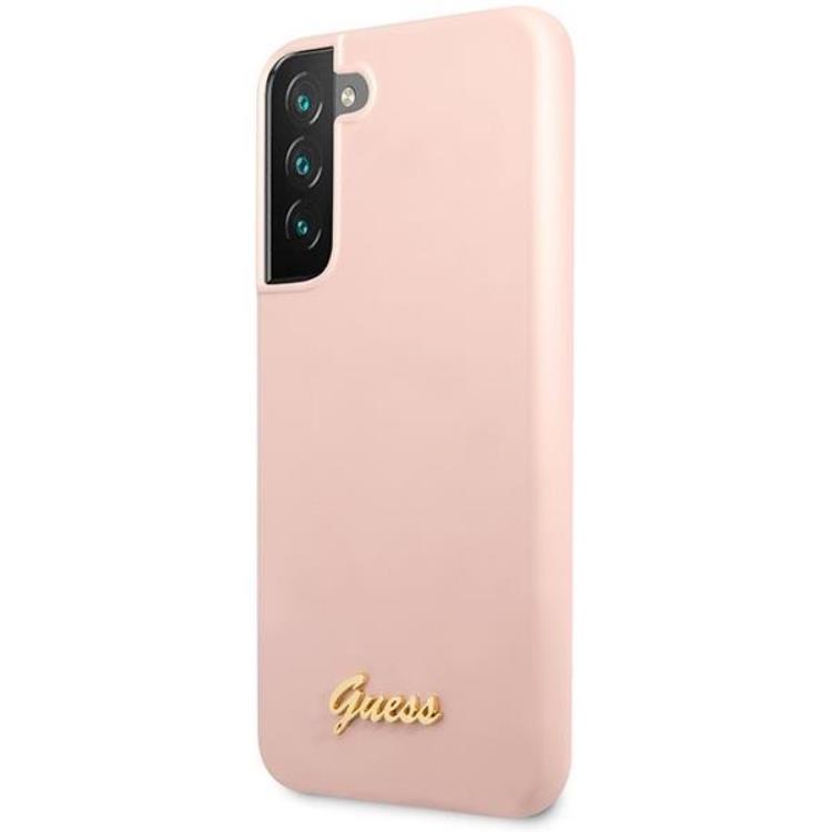Guess Guess Galaxy S23 Plus Skal Silicone Script Metal Logo - Rosa