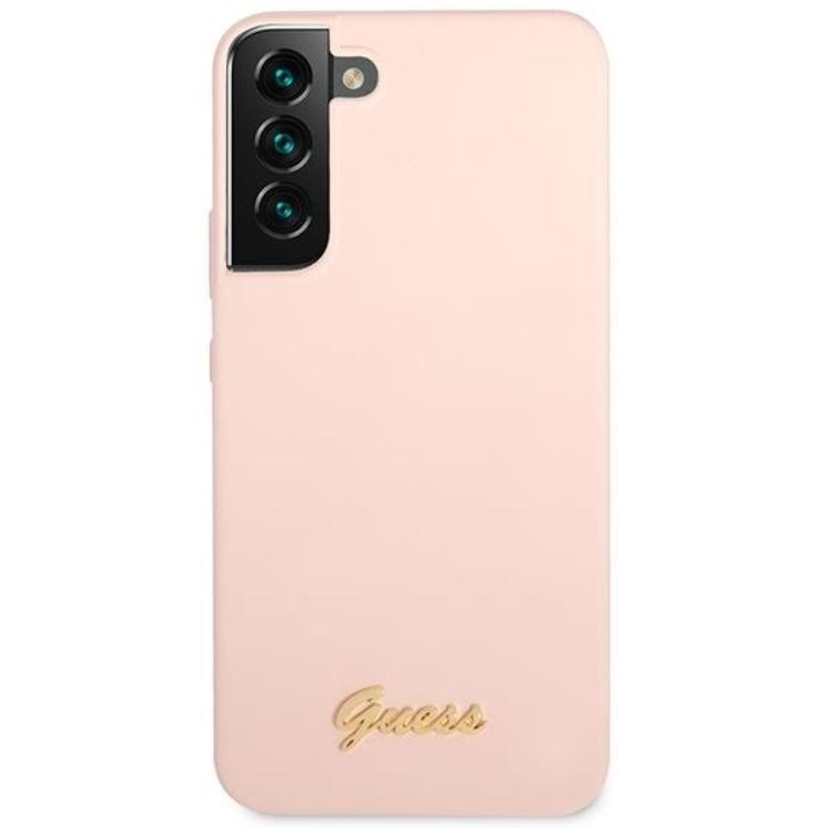 Guess Guess Galaxy S23 Plus Skal Silicone Script Metal Logo - Rosa