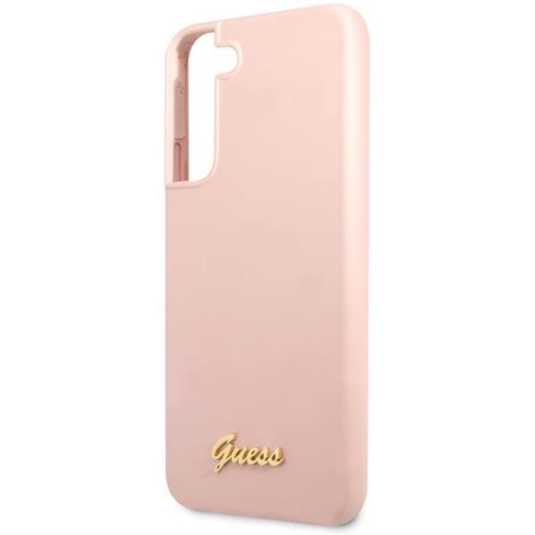 Guess Guess Galaxy S23 Plus Skal Silicone Script Metal Logo - Rosa