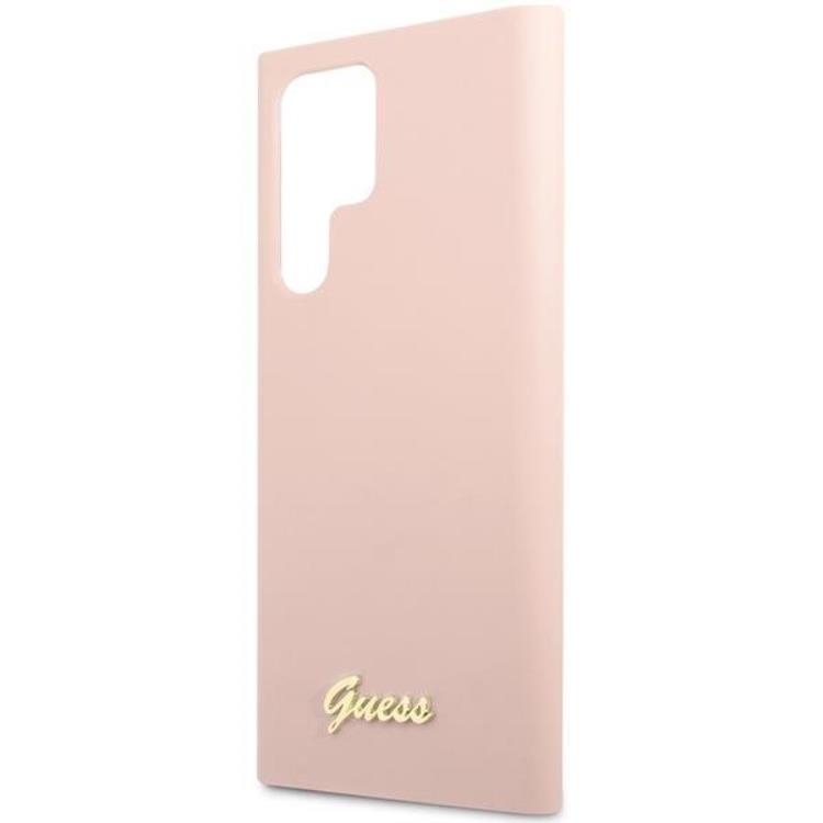 Guess Guess Galaxy S23 Ultra Skal Silicone Script Metal Logo - Rosa