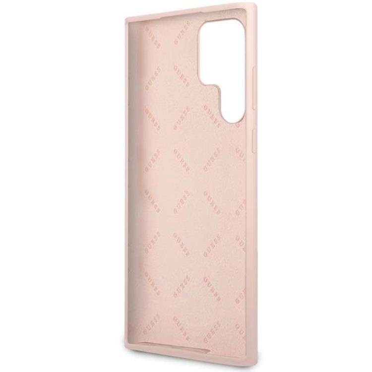 Guess Guess Galaxy S23 Ultra Skal Silicone Script Metal Logo - Rosa