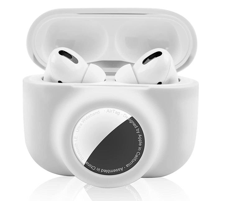 OEM 2-in-1 Silicone Skal Airpods Pro med Airtag - Vit