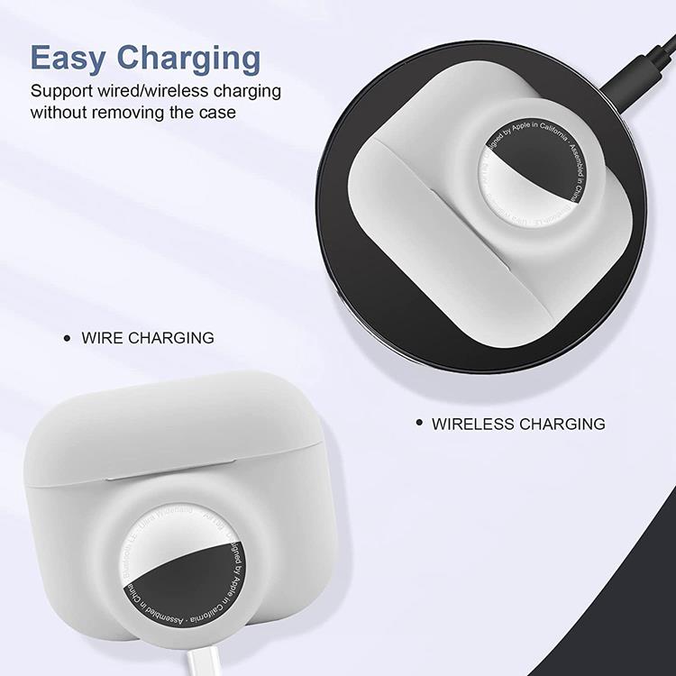 OEM 2-in-1 Silicone Skal Airpods Pro med Airtag - Vit