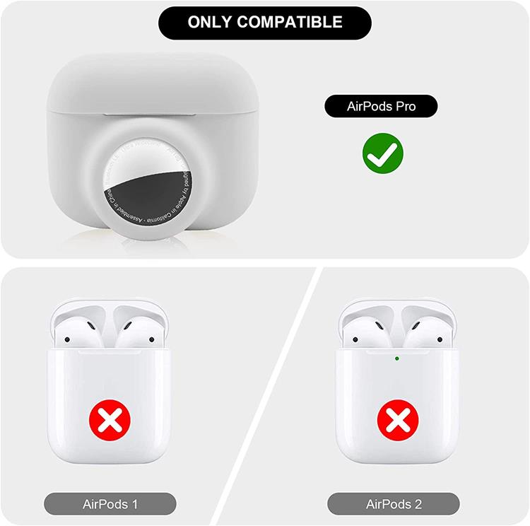 OEM 2-in-1 Silicone Skal Airpods Pro med Airtag - Vit