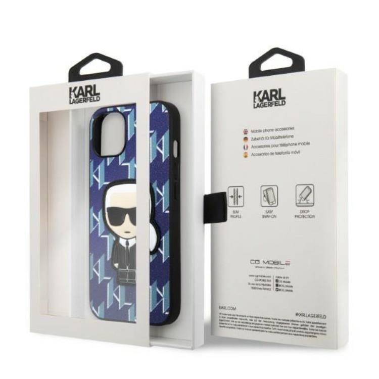 KARL LAGERFELD Karl Lagerfeld iPhone 13 Skal Monogram Ikonik Patch - Blå