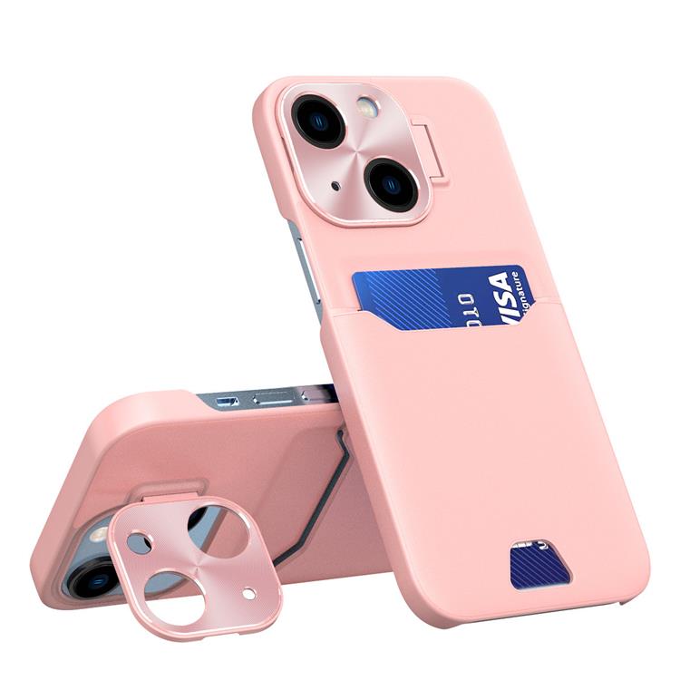 OEM iPhone 14 Plus Skal Korthållare Läder Kickstand - Rosa