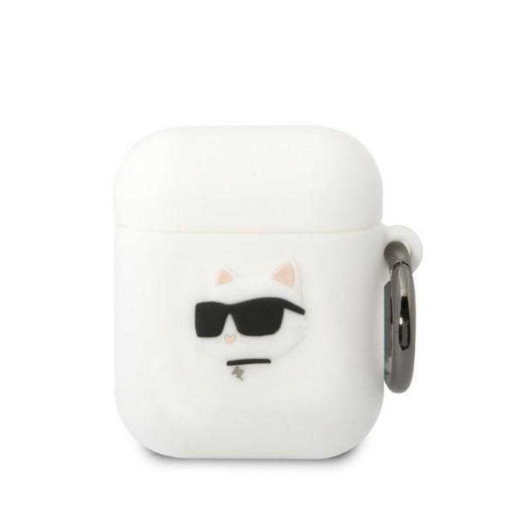 KARL LAGERFELD Karl Lagerfeld AirPods 1/2 Skal Silicone Choupette Head 3D - Vit