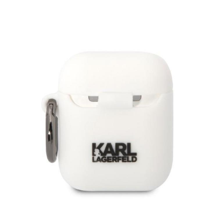 KARL LAGERFELD Karl Lagerfeld AirPods 1/2 Skal Silicone Choupette Head 3D - Vit