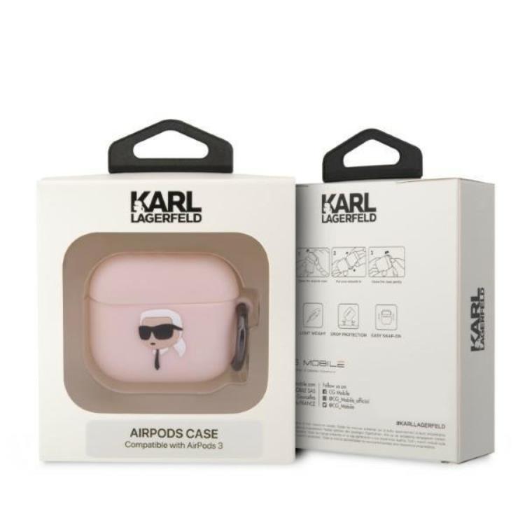 KARL LAGERFELD Karl Lagerfeld AirPods 3 Skal Silicone Karl Head 3D - Rosa