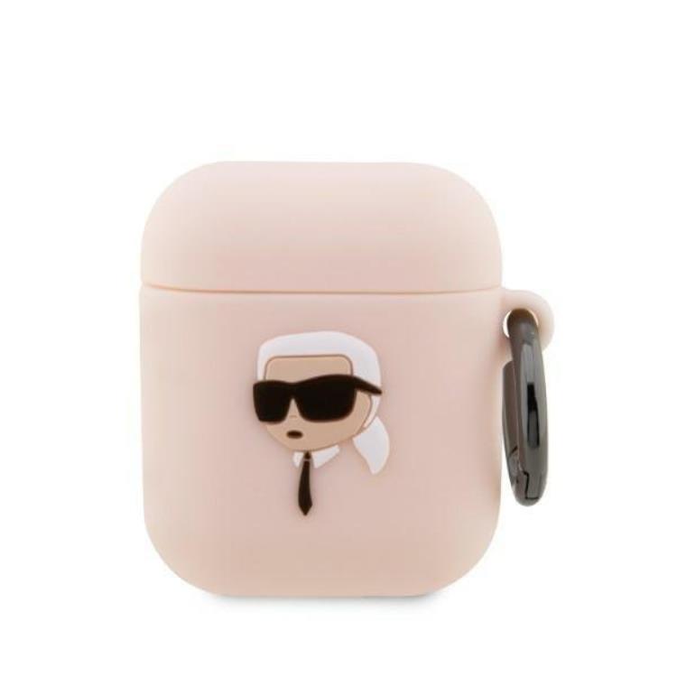 KARL LAGERFELD Karl Lagerfeld AirPods 1/2 Skal Silicone Karl Head 3D - Rosa