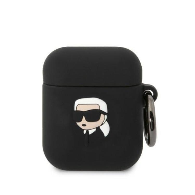 KARL LAGERFELD Karl Lagerfeld AirPods 1/2 Skal Silicone Karl Head 3D - Svart