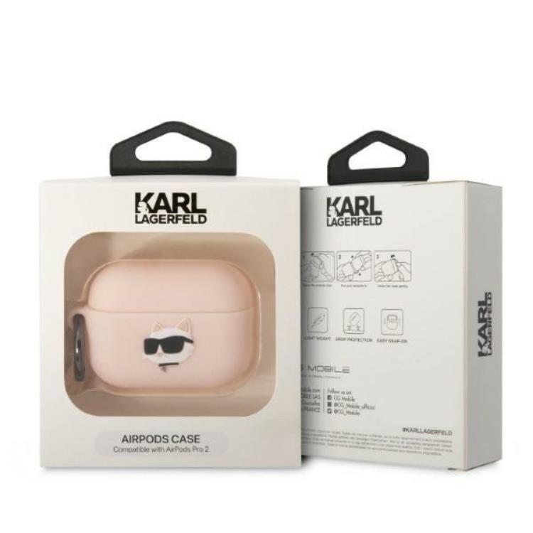 KARL LAGERFELD Karl Lagerfeld AirPods Pro 2 Skal Silicone Choupette Head 3D - Rosa
