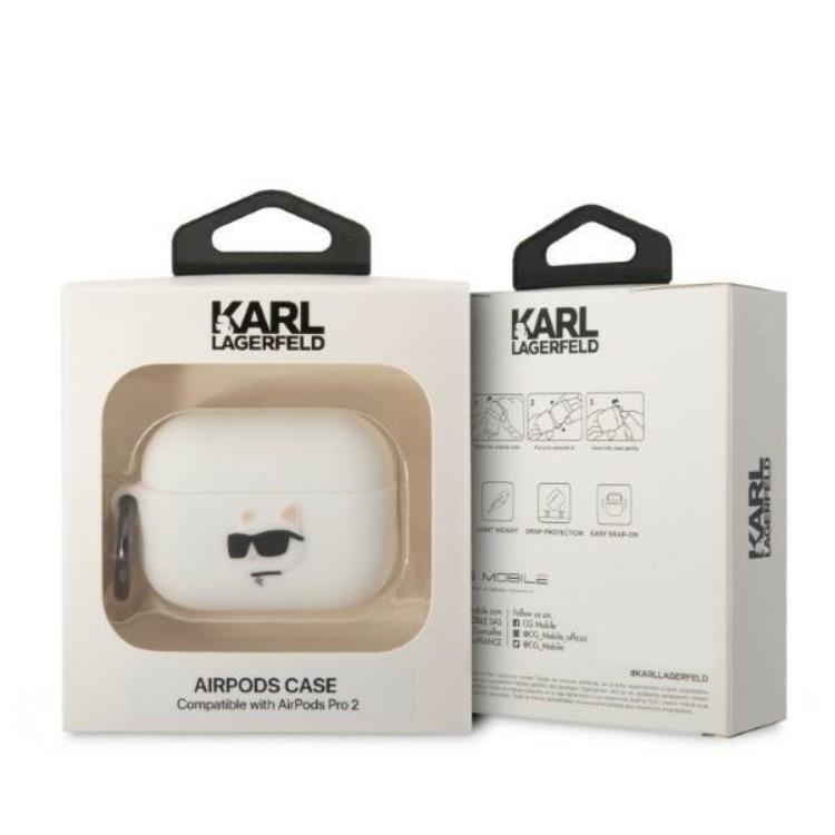 KARL LAGERFELD Karl Lagerfeld AirPods Pro 2 Skal Silicone Choupette Head 3D - Vit