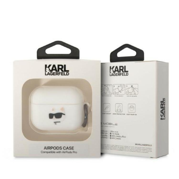 KARL LAGERFELD Karl Lagerfeld AirPods Pro Skal Silicone Choupette Head 3D - Vit