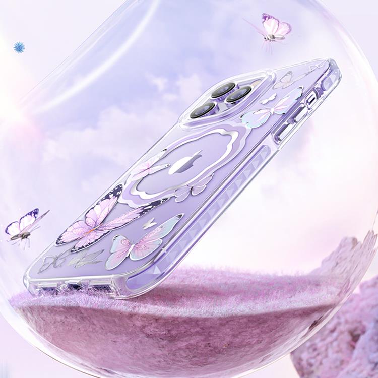 Kingxbar Kingxbar iPhone 14 Plus Skal Magsafe Butterfly - Rosa