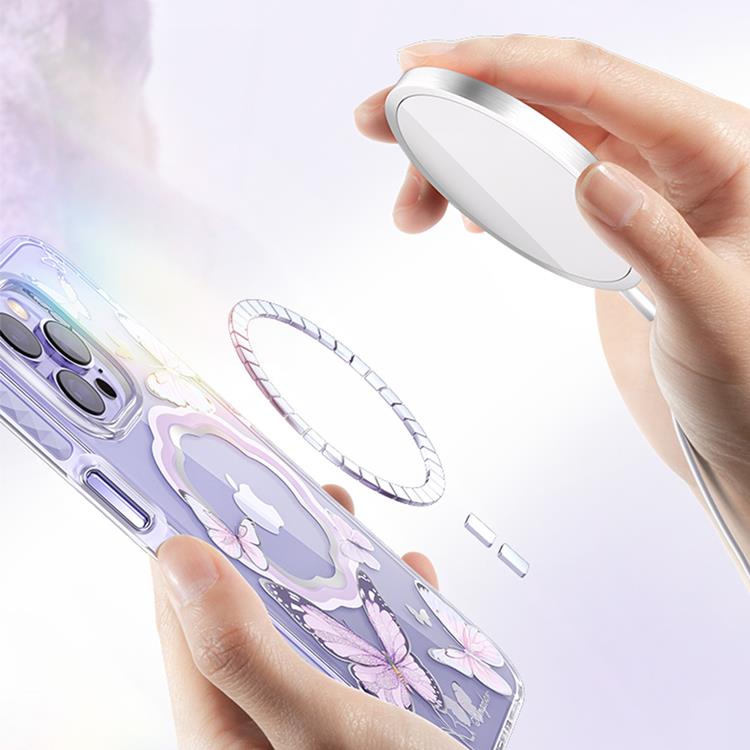 Kingxbar Kingxbar iPhone 14 Plus Skal Magsafe Butterfly - Rosa