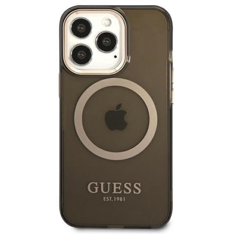 Guess GUESS iPhone 13 Pro Max Skal MagSafe Gold Outline Translucent - Svart