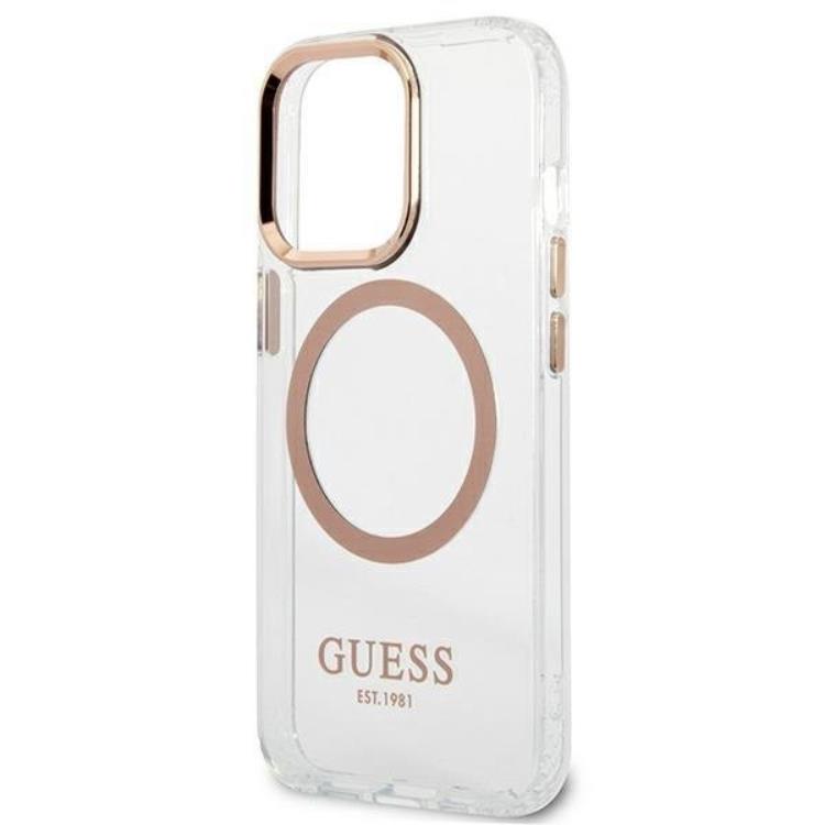 Guess Guess iPhone 13 Pro Max Skal Magsafe Metal Outline - Guld