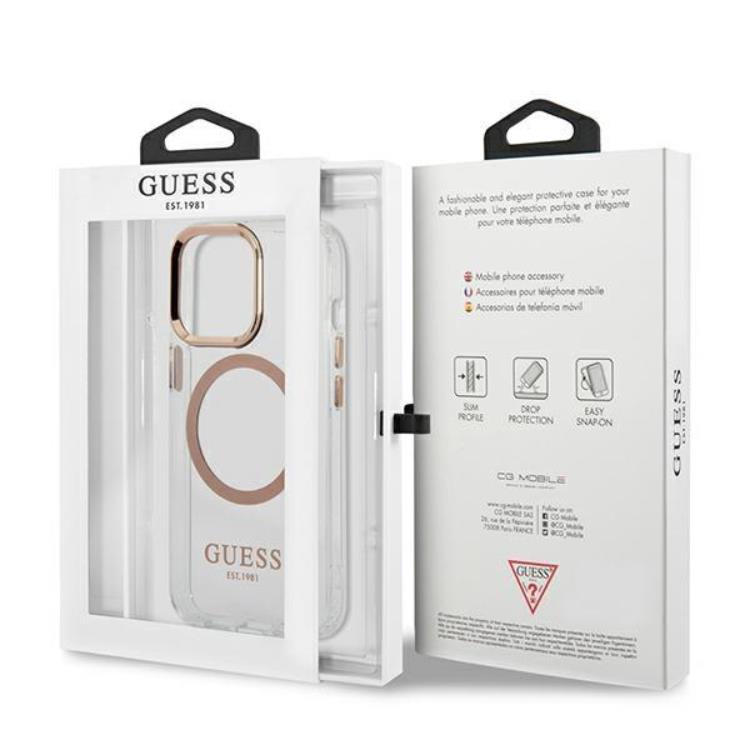 Guess Guess iPhone 13 Pro Max Skal Magsafe Metal Outline - Guld