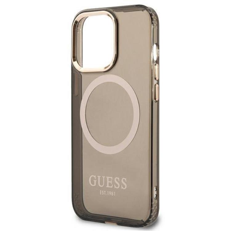 Guess GUESS iPhone 13 Pro Skal MagSafe Gold Outline Translucent - Svart