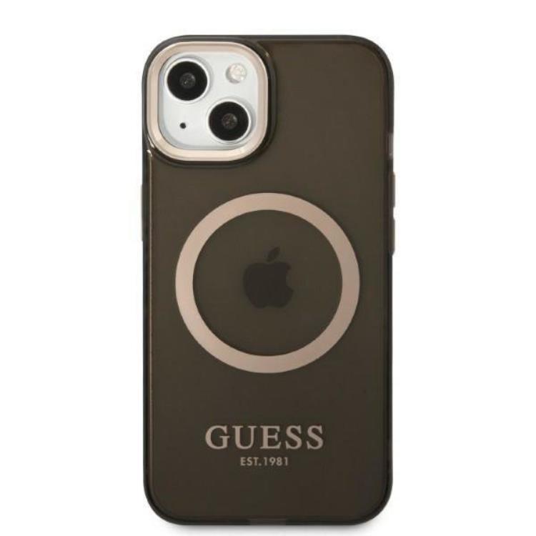 Guess GUESS iPhone 13 Skal MagSafe Gold Outline Translucent - Svart