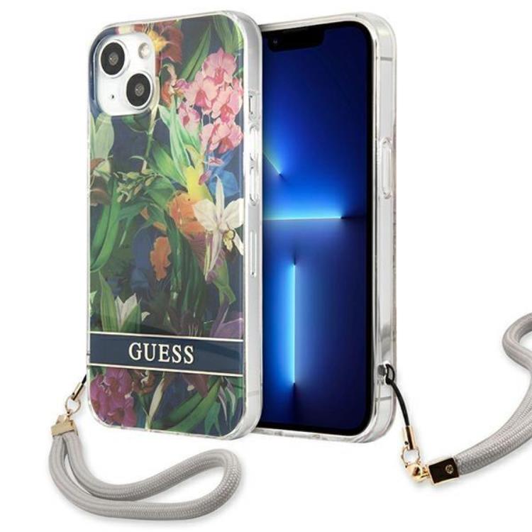 Guess Guess iPhone 13 mini Skal Flower Strap - Blå