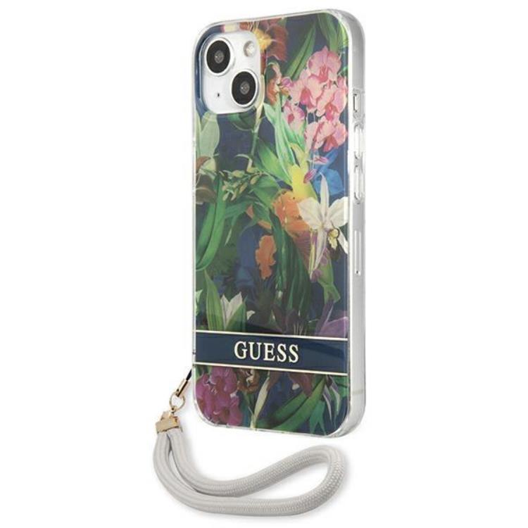Guess Guess iPhone 13 mini Skal Flower Strap - Blå