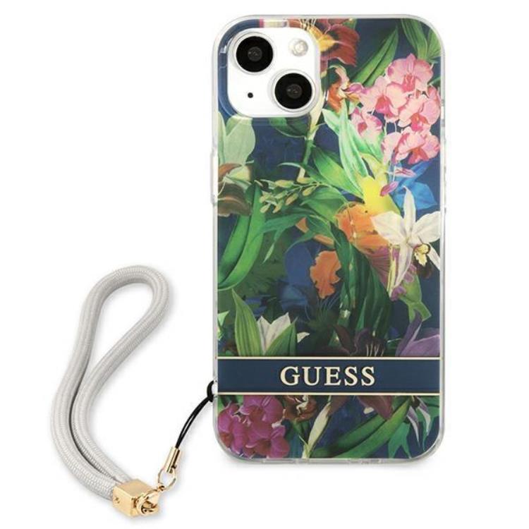 Guess Guess iPhone 13 mini Skal Flower Strap - Blå