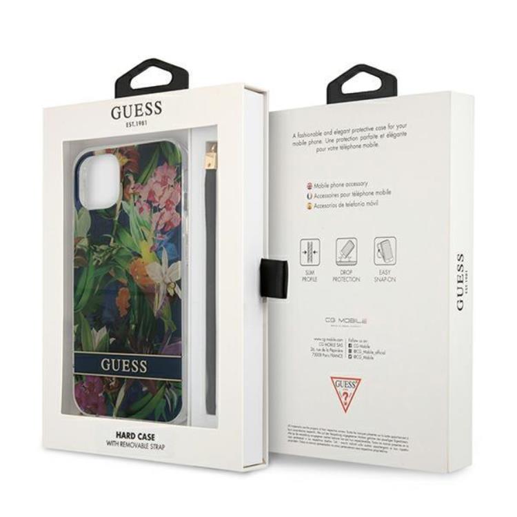 Guess Guess iPhone 13 mini Skal Flower Strap - Blå